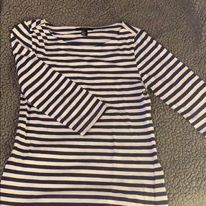 Forever21 three quarter sleeve blue striped top